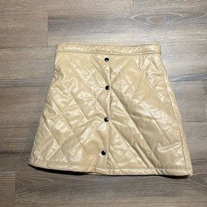 Tan faux leather quilted skirt